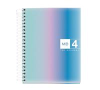 Miquelrius - Cahier A6 petits carreaux 5 mm, 120 feuilles microperforées 4 couleurs multi-matières, papier opaque 70 g/m², couverture carton extra rigide, spirale, Sans perforations, Santorin