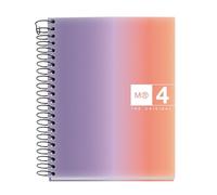 Miquelrius - Cahier A6 petits carreaux 5 mm, 120 feuilles microperforées 4 couleurs multi-matières, papier opaque 70 g/m², couverture carton extra rigide, spirale, Sans perforations, Provence