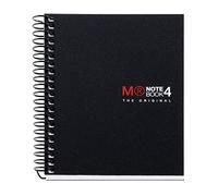 Miquelrius - Cahier A7, petits carreaux 5 mm, spirale microperforée, sans trous, 100 feuilles 70 g/m², polypropylène opaque, 4 bandes de couleur, Notebook The Original, Noir