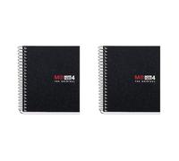 Miquelrius - Cahier A7, petits carreaux 5 mm, spirale microperforée, sans trous, 100 feuilles 70 g/m², polypropylène opaque, 4 bandes de couleur, Notebook The Original, Noir (Lot de 2)