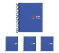 Miquelrius - Cahier A7, petits carreaux 5 mm, spirale microperforée, sans trous, 100 feuilles 70 g/m², polypropylène opaque, 4 bandes de couleur, Notebook The Original, Bleu (Lot de 4)