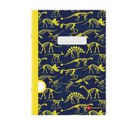 Miquelrius - Cahier agrafé A4 petits carreaux, 48 feuilles papier extra opaque 70 g/m², reliure agrafée, couverture cartonnée plastifiée, garde imprimée, espace pour le nom, Mini fossil