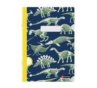 Miquelrius - Cahier agrafé A4 petits carreaux, 48 feuilles papier extra opaque 70 g/m², reliure agrafée, couverture cartonnée plastifiée, garde imprimée, espace pour le nom, Dinos