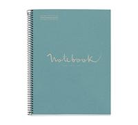 Miquelrius - Cahier Notebook 100% Recyclé, 1 bande de couleur, A4, 80 feuilles avec rayures horizontales de 7 mm, papier 80 g, 4 perceuses, couverture en carton, couleur bleu