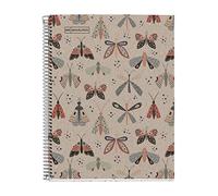 MIQUELRIUS - Cahier Notebook 100 % recyclé - 1 bande de couleur, A4, 80 feuilles quadrillées 5 mm, papier 80 g, 4 trous, couverture en carton recyclé, design Ecobutterfly - Éco Papillon