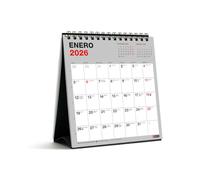 Miquelrius - Calendrier 2026 de bureau Basic, organiseur annuel 140 x 150 mm, avec espace pour noter, planificateur 12 mois, reliure spirale double, espagnol