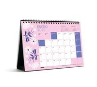 Miquelrius - Calendrier de bureau 2025, calendrier A5 : 210 x 148,5 mm, avec espace pour noter, calendrier 2025, reliure double spirale, calendrier annuel de bureau, espagnol, motif fleurs