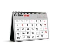 Miquelrius - Calendrier de bureau 2026 Basic, avec grands chiffres, organiseur annuel A5 : 210 x 148,5 mm, avec espace pour noter, reliure spirale double, planificateur 12 mois, espagnol