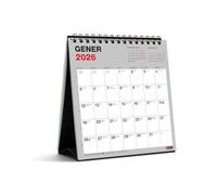 Miquelrius - Calendrier de bureau 2026 Basic, organiseur annuel 140 x 150 mm, avec espace pour noter, planificateur 12 mois, reliure spirale double, catalan