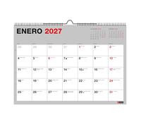 Miquelrius - Calendrier mural 18 mois 2026 2027 Basic, calendrier mural A3 (42 x 29,6 cm), avec espace pour noter, double spirale à suspendre, espagnol