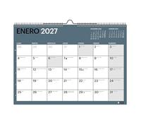 Miquelrius - Calendrier mural 18 mois 2026 2027 Chromat, calendrier mural A3 (42 x 29,6 cm), avec espace pour annoter, double spirale à suspendre, 9 couleurs intérieures différentes, espagnol