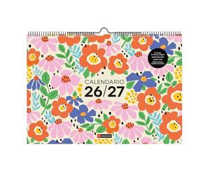 Miquelrius - Calendrier mural 2026-2027, 10 mois, calendrier mural A3 (42 x 29,7 cm), illustration différente chaque mois, espace pour annoter, double spirale à suspendre, autocollants, espagnol