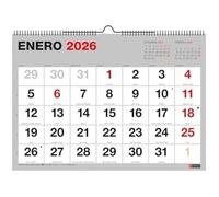 Miquelrius - Calendrier mural 2026 Basic avec grands chiffres organiseur annuel A4 : 296 x 210 mm avec espace pour noter CALENDRIER