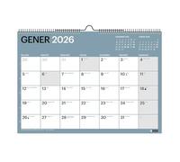 Miquelrius - Calendrier mural 2026 Chromat, organiseur annuel A3 : 420 x 296 mm, espace pour noter, reliure spirale double, 9 couleurs intérieures, planificateur 12 mois, catalan
