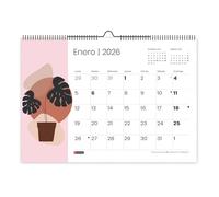 Miquelrius - Calendrier mural 2026, organiseur annuel A3 : 420 x 296 mm, avec espace pour noter, reliure spirale double, planificateur 12 mois, espagnol, abstrait