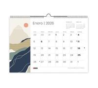 Miquelrius - Calendrier mural 2026, organiseur annuel A3 : 420 x 296 mm, avec espace pour noter, reliure spirale double, planificateur 12 mois, espagnol, montagnes
