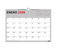 Miquelrius - Calendrier mural basique 2026, organiseur annuel A3 : 420 x 296 mm, avec espace pour noter, reliure spirale double, planificateur 12 mois, espagnol