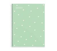 Miquelrius - Carnet A4, 1 Bande Couleur, 80 Feuilles Quadrillées 5 mm, Papier 90 g, 4 Trous, Couverture Pelliculée Rigide, Couleur Menthe Daisy