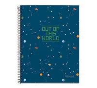 Miquelrius - Carnet A4, 4 Bandes Couleurs, 140 Feuilles, Règles Horizontales 7 mm, 4 Trous, Microperforé, Couverture Rigide, My Space