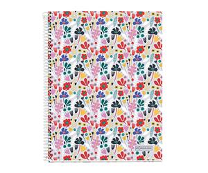 Miquelrius - Carnet A4, 4 Bandes de Couleur, 140 Feuilles, Règles Horizontales 7 mm, 4 Trous, Microperforé, Couverture Rigide, Alice