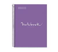 Miquelrius - Carnet A4-80 Pages 90 gr - Quadrillé 5x5 mm - 1 Bande de couleur - Couverture Rigide Plastifiée - Couleur Pourpre MR46624