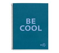 Miquelrius - Carnet A4 Be Eco, 80 Feuilles 90 g/m², Règles Horizontales 7 mm, 1 Bande Couleur, 4 Trous, Couverture Recy Bleu Saphir