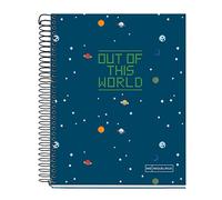 Miquelrius - Carnet A5, 4 Bandes Couleurs, 140 Feuilles, Règles Horizontales 7 mm, 2 Trous, Microperforé, Couverture Rigide, My Space