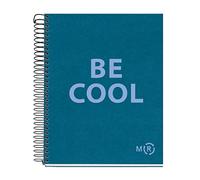 Miquelrius - Carnet A5 Be Eco, 80 Feuilles 90 g/m², Quadrillage 5 x 5 mm, 1 Bande Couleur, 2 Trous, Couverture Recy Bleu Saphir