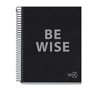 Miquelrius - Carnet A5 Be Eco, 80 Feuilles 90 g/m², Règles Horizontales 7 mm, 1 Bande Couleur, 2 Trous, Couverture Recyclée, Noir Anthracite