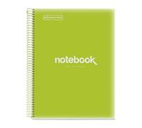 Miquelrius - Carnet de notes A4 Emotions, 5 bandes de couleur, 120 feuilles quadrillées 5 mm, papier 90 g/m², 4 trous, couverture polypropylène, couleur vert lime