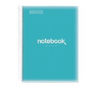 Miquelrius - Carnet de notes A4 Emotions, 5 bandes de couleur, 120 feuilles quadrillées 5 mm, papier 90 g/m², 4 trous, couverture polypropylène, couleur bleu ciel