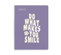 Miquelrius - Carnet Message, 1 Bande Couleur, A4, 80 Feuilles Quadrillées 5 mm, Papier 90 g, 4 Trous, Couverture Carton Rigide, Violet