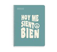 Miquelrius - Carnet Message, 1 Bande Couleur, A5, 100 Feuilles 7 mm Règles Horizontales, Papier 90 g, 2 Trous, Couverture Carton Rigide, Couleur Turquoise
