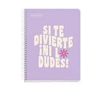 Miquelrius - Carnet Message, 1 Bande Couleur, A5, 100 Feuilles Quadrillées 5mm, Papier 90 g, 2 Trous, Couverture Carton Rigide, Couleur Lavande