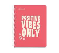 Miquelrius - Carnet Messages, 1 Bande Couleur, A5, 100 Feuilles Quadrillées 5 mm, Papier 90 g, 2 Trous, Couverture Carton Rigide, Couleur Corail