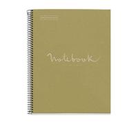 Miquelrius - Carnet portable Emotions 100 % Recyclé, 1 bande de couleur, A4, 80 feuilles quadrillées, 5 mm, papier 80 g, 4 perforations, couverture en carton, couleur vert