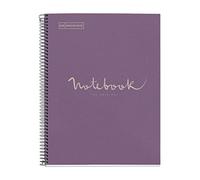Miquelrius - Carnet portable Emotions 100 % Recyclé, 1 bande de couleur, A4, 80 feuilles quadrillées, 5 mm, papier 80 g, 4 perforations, couverture en carton, couleur lavande