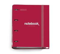 Miquelrius - Carpebloc A4 Emotions, Classeur à 4 Anneaux + Recharge 100 Feuilles A4, Quadrillage 5 mm, Papier 90 g/m², Fermeture Caoutchouc, Rouge
