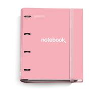 Miquelrius - Carpebloc A4 Emotions, Classeur à 4 Anneaux + Recharge 100 Feuilles A4 + Intercalaires et Enveloppe, Petits carreaux 5 mm, Papier 90 g/m², Fermeture Caoutchouc, Rose