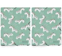 Miquelrius Chemise à rabats A5, 185 x 245 x 20 mm, carton rigide, fermeture à élastique, collection Zebra (Lot de 2)