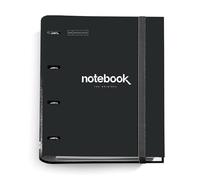 Miquelrius - Classeur A4 à 4 Anneaux + Recharge 100 Feuilles A4, Petits carreaux 5 mm, Papier 90 g/m², Fermeture Caoutchouc, Fournitures Scolaires et Bureau, Organiseurs, Emotions Noir