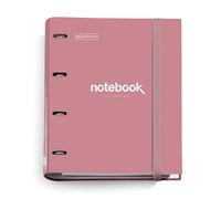 Miquelrius - Classeur A4 à 4 Anneaux + Recharge 100 Feuilles A4, Petits carreaux 5 mm, Papier 90 g/m², Fermeture Caoutchouc, Fournitures Scolaires et Bureau, Organiseurs, Emotions Rose poudré