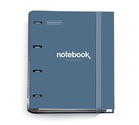 Miquelrius - Classeur A4 à 4 Anneaux + Recharge 100 Feuilles A4, Petits carreaux 5 mm, Papier 90 g/m², Fermeture Caoutchouc, Fournitures Scolaires et Bureau, Organiseurs, Emotions Bleu marine