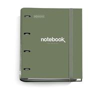 Miquelrius - Classeur A4 à 4 Anneaux + Recharge 100 Feuilles A4, Petits carreaux 5 mm, Papier 90 g/m², Fermeture Caoutchouc, Fournitures Scolaires et Bureau, Organiseurs, Emotions Vert kaki