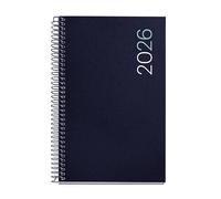 Miquelrius ES-EN-PT - Agenda journalier 2026 1 jour par page A6+ (117 x 182 mm), couverture souple en polypropylène, spirale, papier 80 g/m², planificateur quotidien, ES-EN-PT, bleu marine