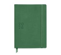 Miquelrius ES-EN-PT Agenda journalier 2026 1 jour par page format A5+ (155 x 213 mm), planification quotidienne, couverture cousue en similicuir, papier 100 g/m², fermeture élastique et coupe teintée