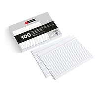 Miquelrius - Flashcards , 100 Cartes de notes unies, Lignés Horizontalement, Fiches d'étude, Format 160 x 215 mm, Papier cartonné offset 200 g/m², Blanc
