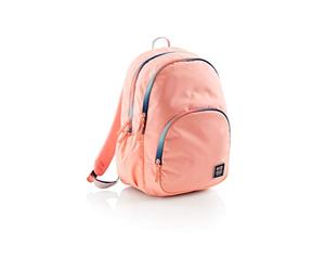 Miquelrius - Grand sac à dos, trois compartiments, polyester recy space rembourré pour PC/tablette, dos ergonomique, base renforcée, collection Iris, couleur corail