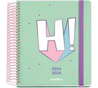 Miquelrius Hi Agenda Scolaire 24-25 Septembre 2024 À Juin 2025,Format 155 X 180 Mm,Un Jour Par Page,Spirale Plastique Rose,Couverture Carton Doublé,Fermeture Avec Élastique,.[Y549]