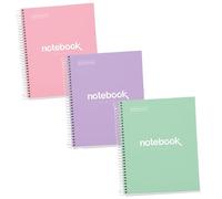 Miquelrius - Lot 3 cahiers A5, Notebook Emotions, 80 Pages 90 g/m², Cahier à points dots, Cahiers à couverture rigide et spirale, 2 perforations pour le classement, Fournitures scolaires ou le bureau